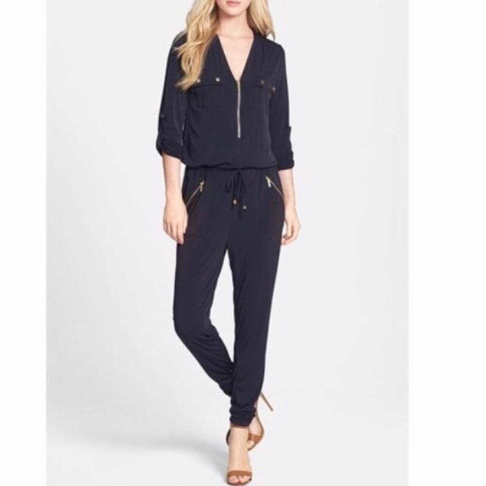 Michael Kors V-neck zipper Black Jumpsuit XS
